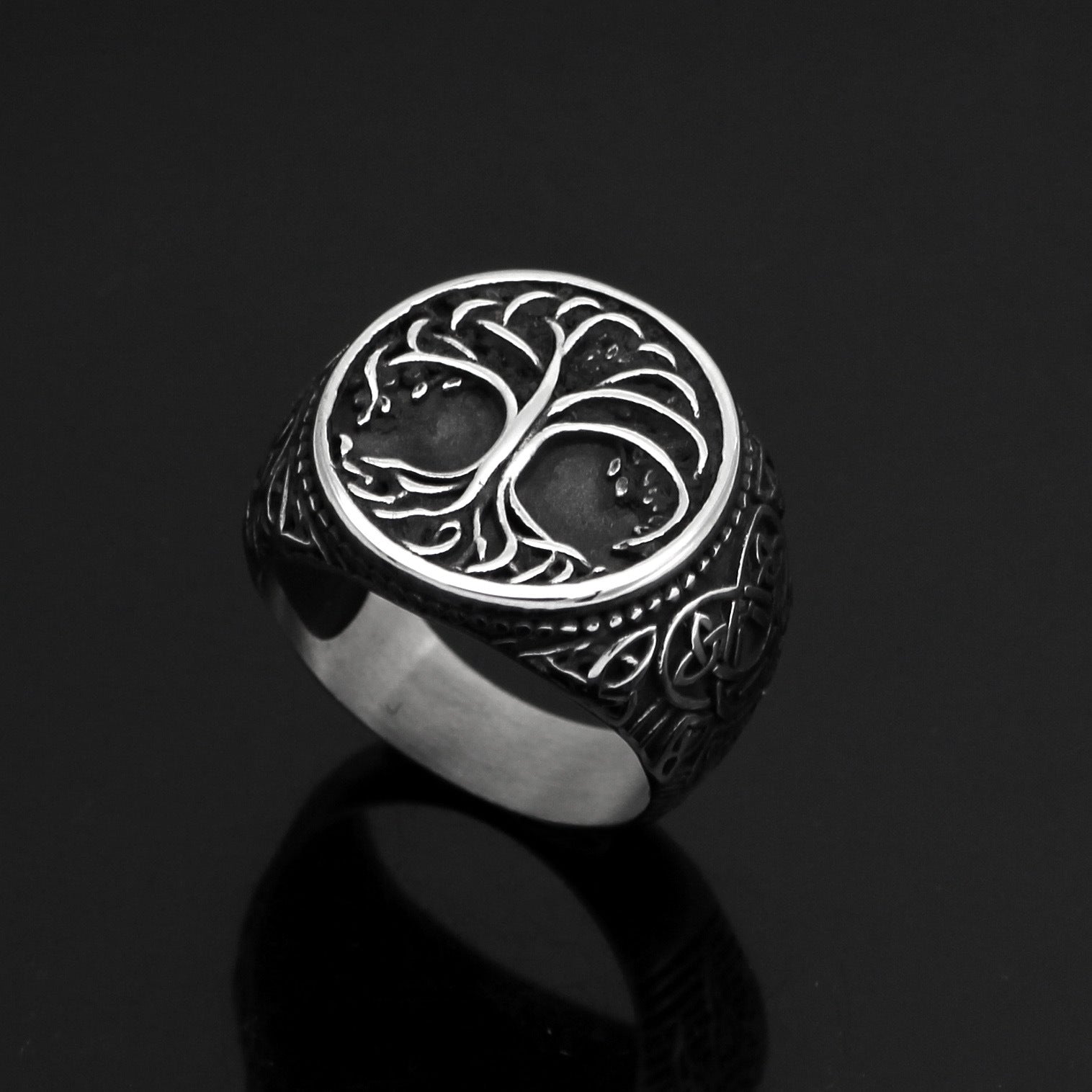 Viking Tree of Life Titanium Ring of Eternal Strength