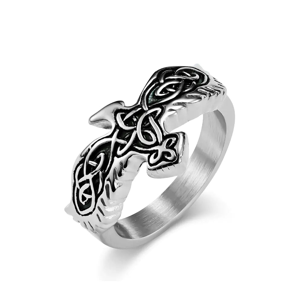 Nordic Wind Celtic Eagle Eternal Knot Titanium Steel Ring