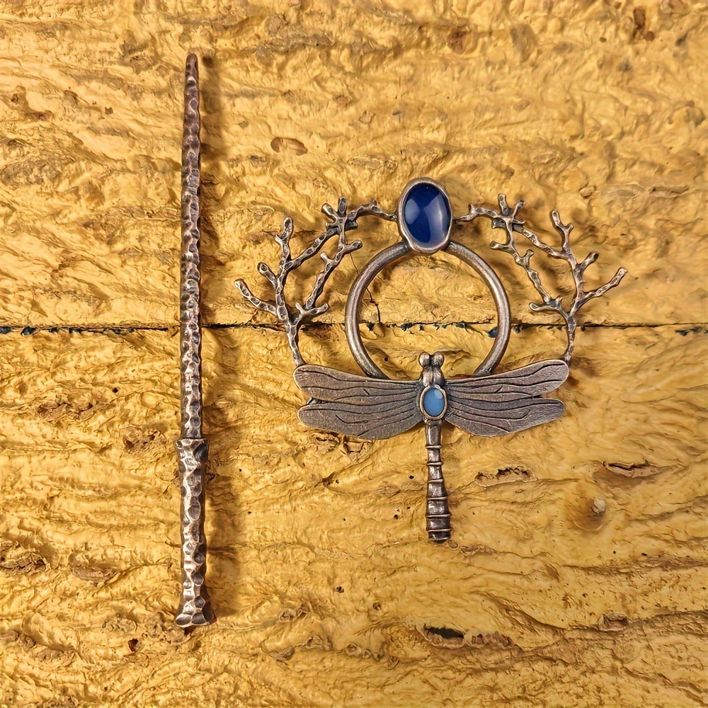 The Sylvan Seer Dragonfly & Branch Gem Hairpin