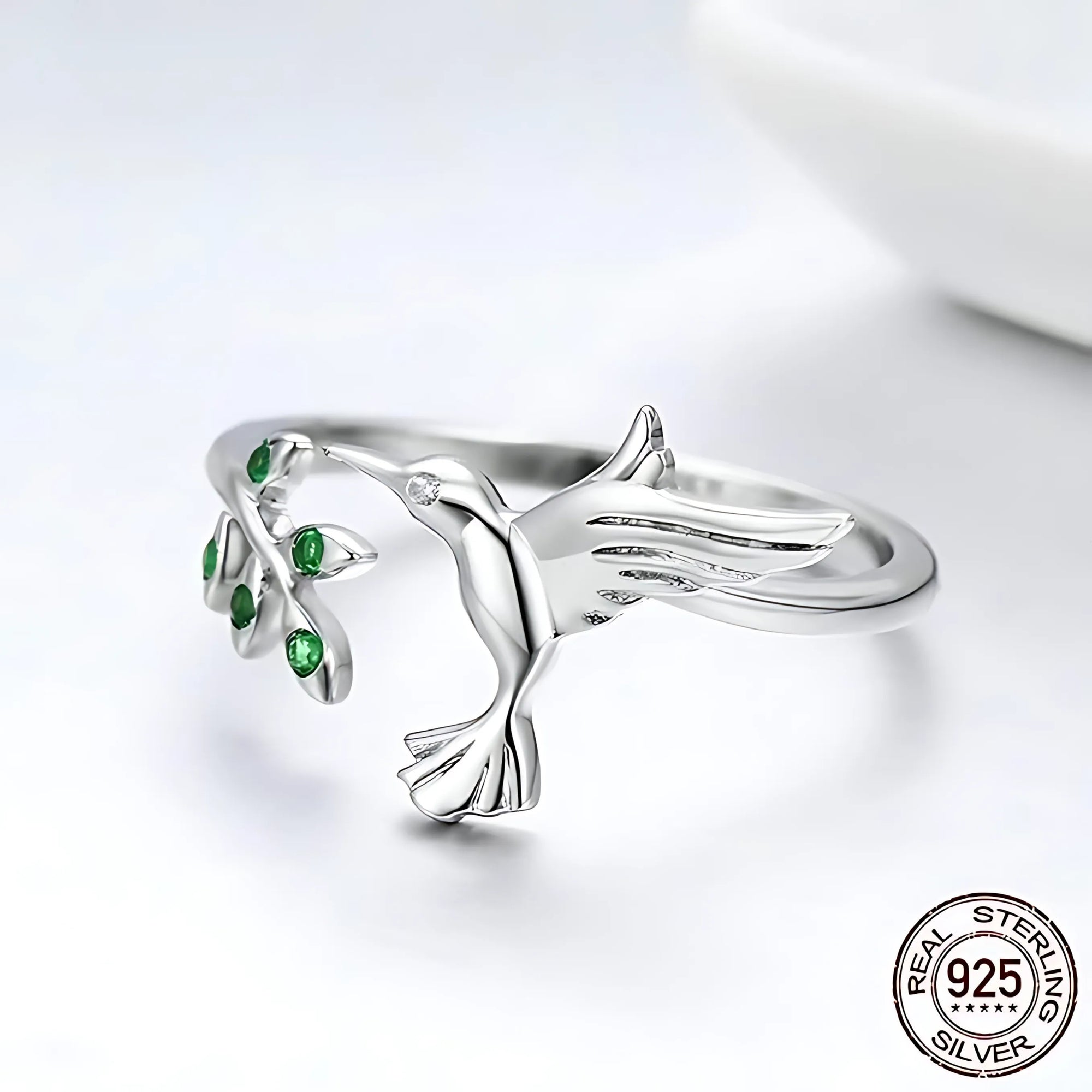 Sterling Silver Bird & Leaf Ring — A Lightness That Lands