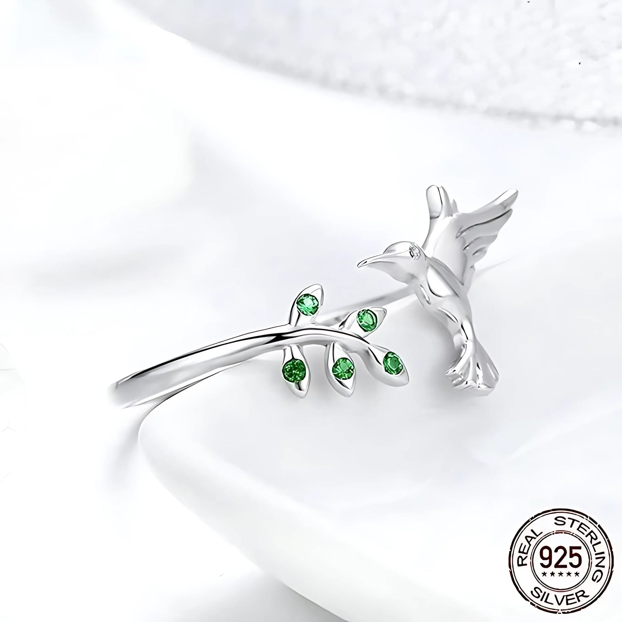 Sterling Silver Bird & Leaf Ring — A Lightness That Lands