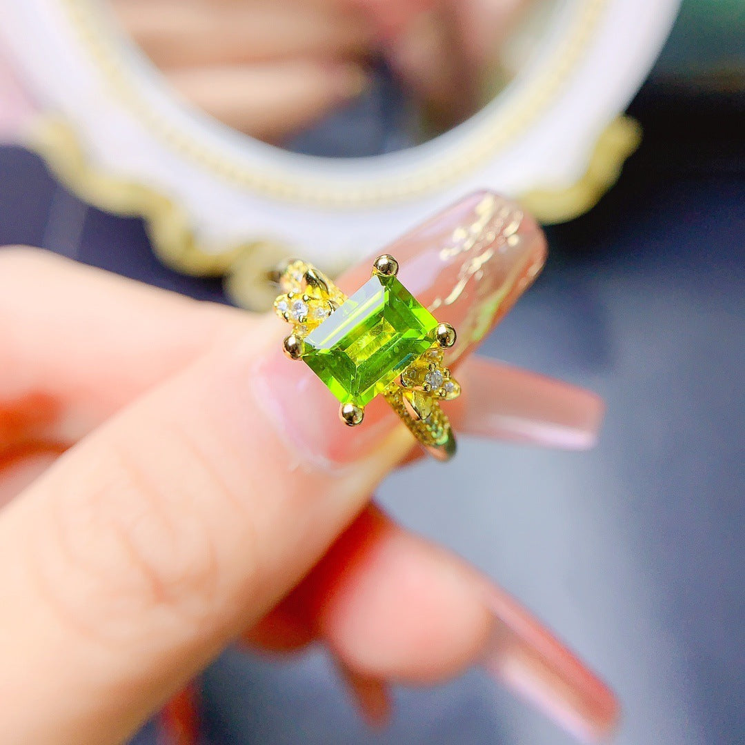 Natural Peridot Ring in 925 Sterling Silver — Sunlit Renewal
