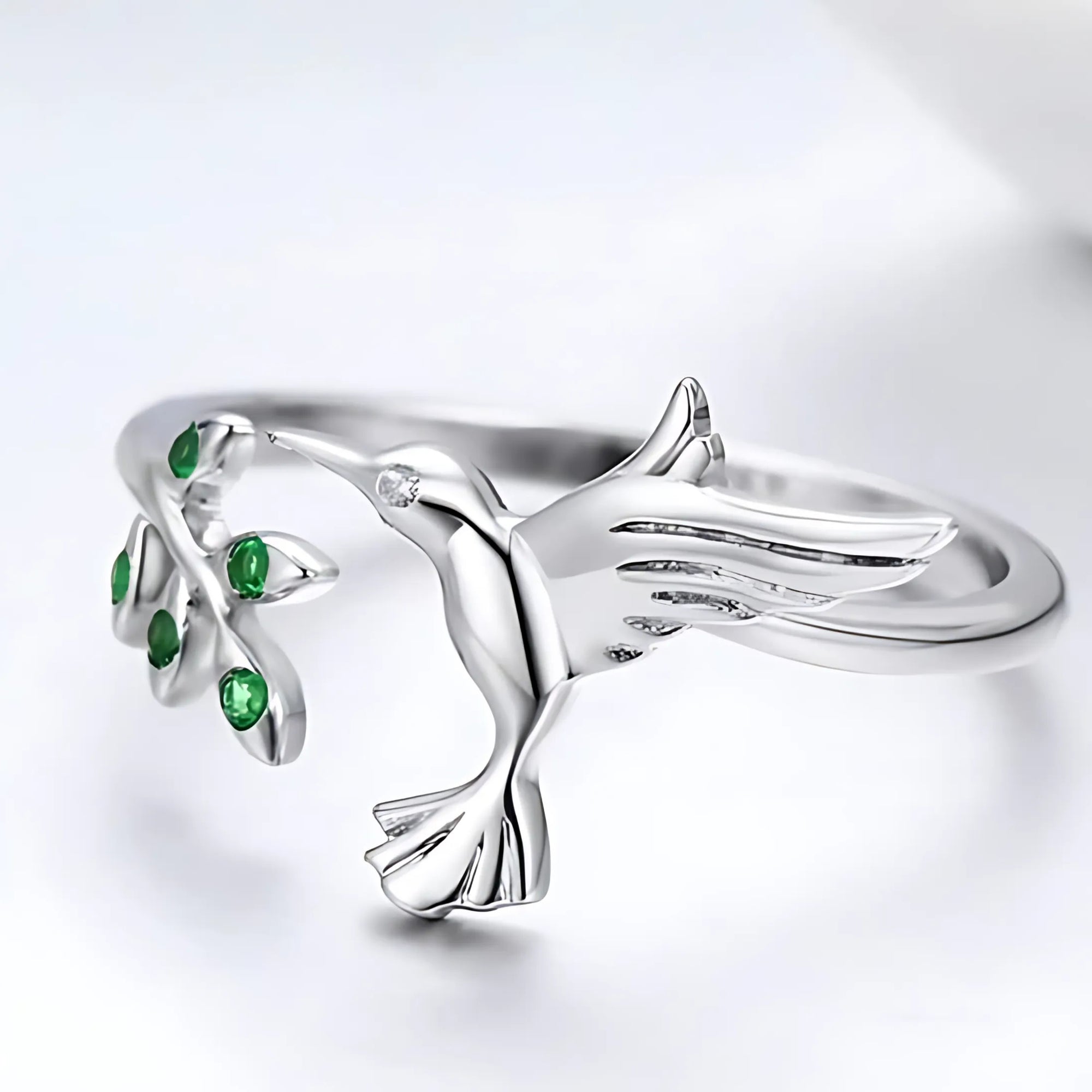 Sterling Silver Bird & Leaf Ring — A Lightness That Lands