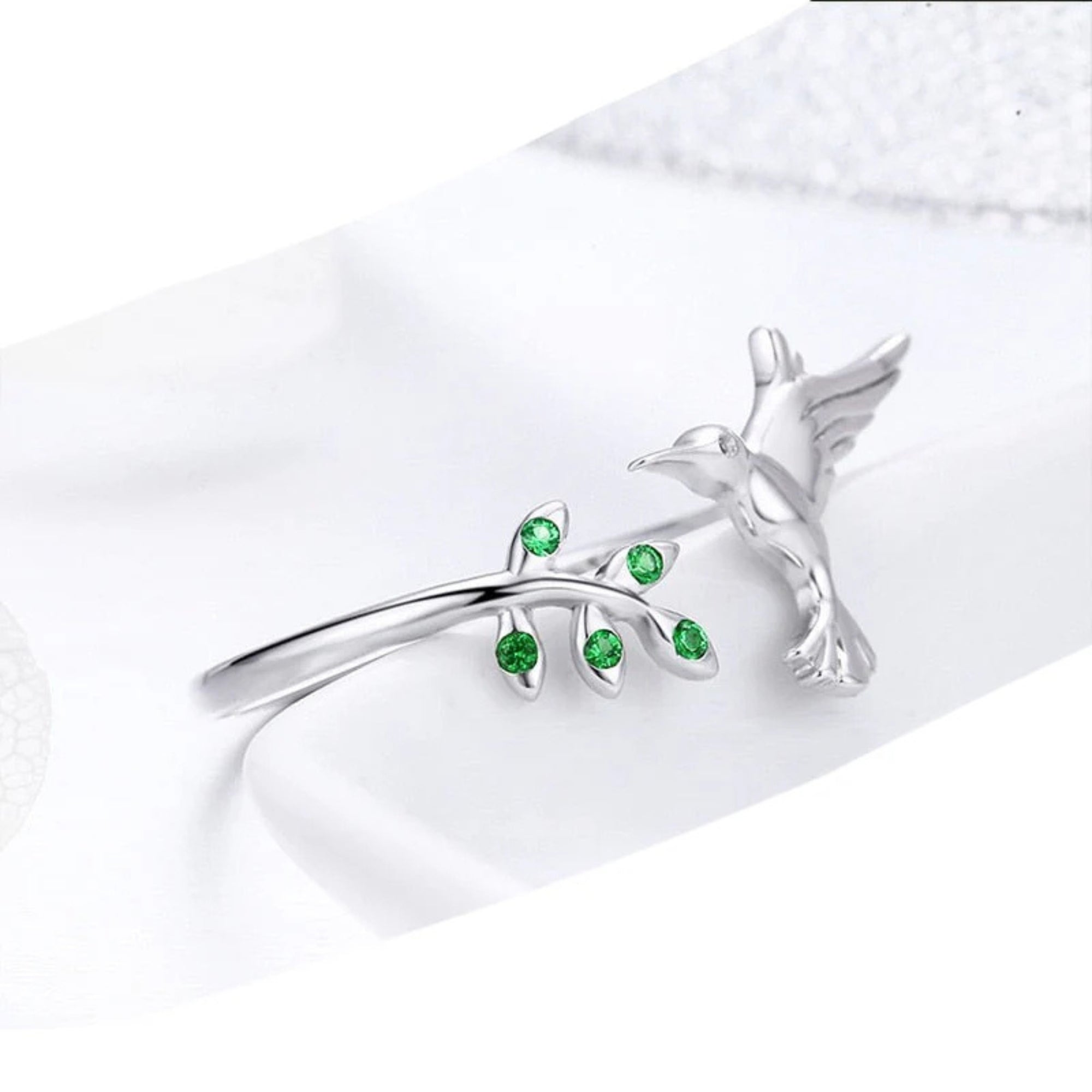 Sterling Silver Bird & Leaf Ring — A Lightness That Lands