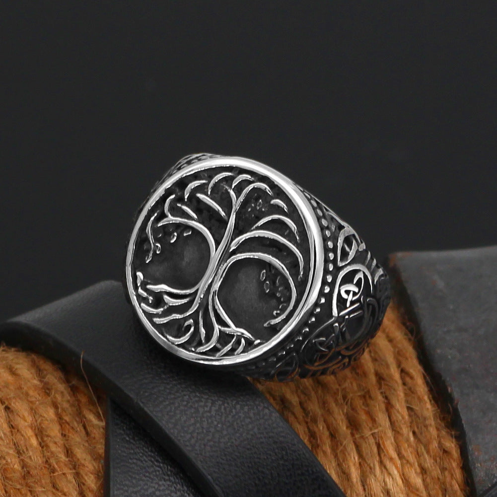 Viking Tree of Life Titanium Ring of Eternal Strength