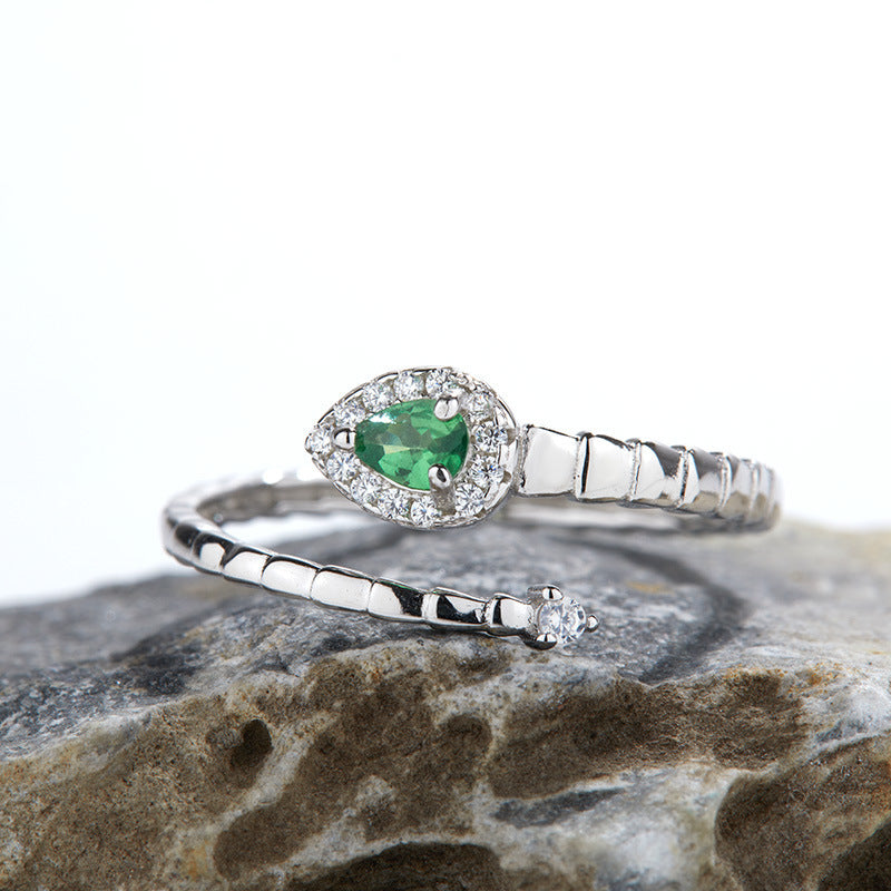 Sterling Silver Green Heart Ring — Moss-Light Promise