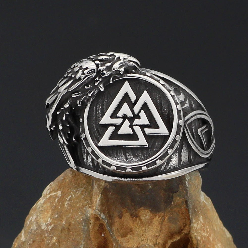 Norwegian Viking Oath Ring of Honor – Stainless & Titanium Steel Knotwork Band for Strength and Legacy