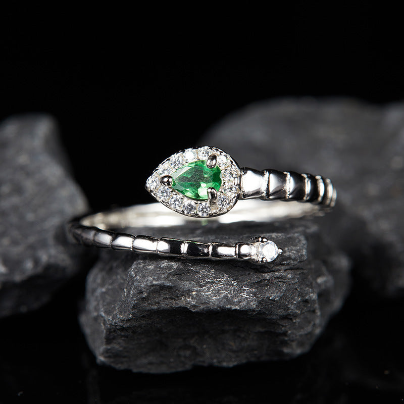 Sterling Silver Green Heart Ring — Moss-Light Promise