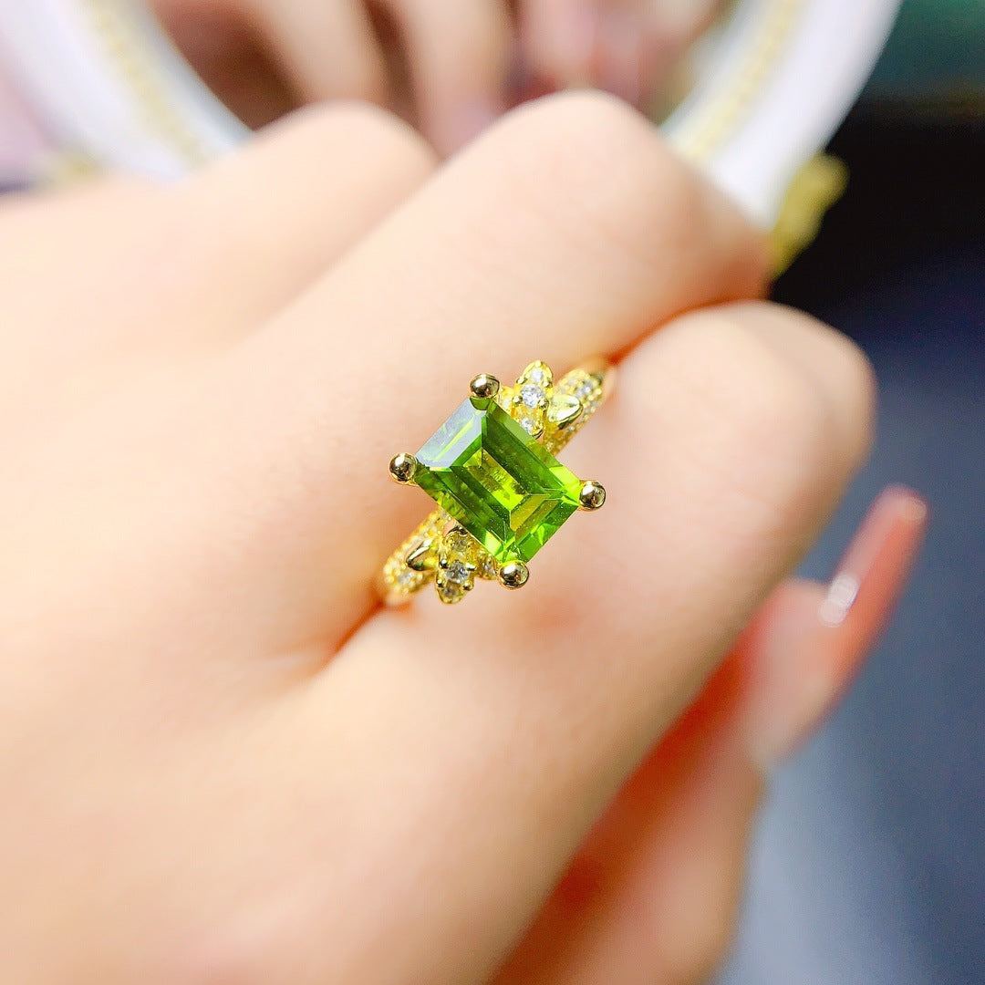 Natural Peridot Ring in 925 Sterling Silver — Sunlit Renewal