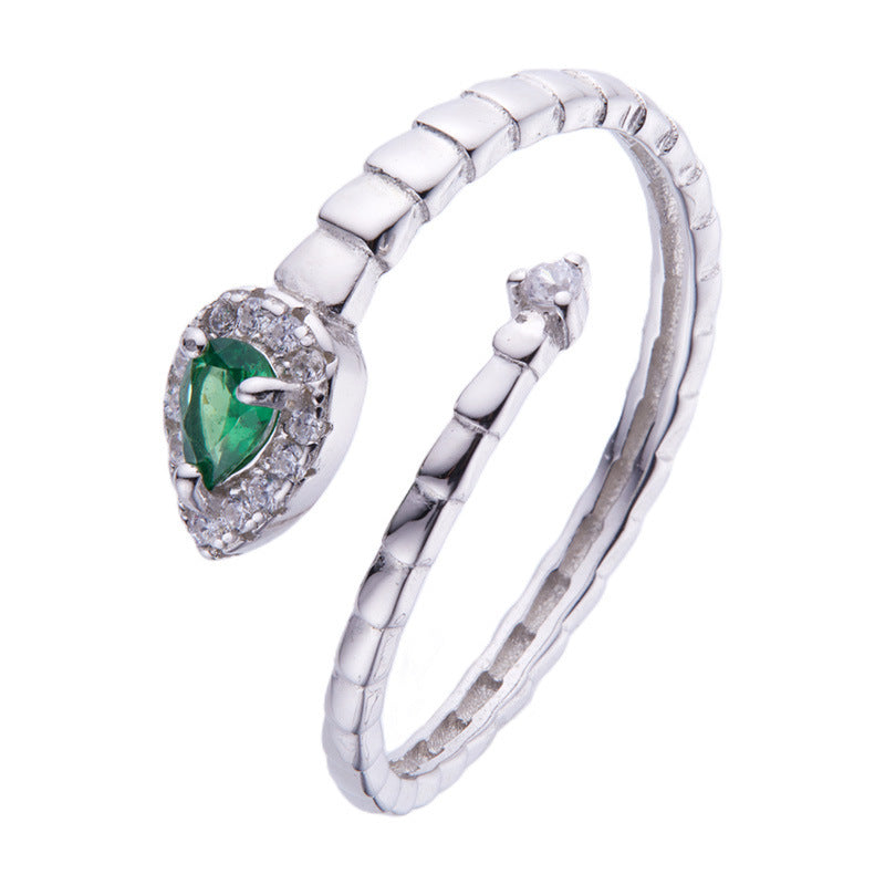 Sterling Silver Green Heart Ring — Moss-Light Promise