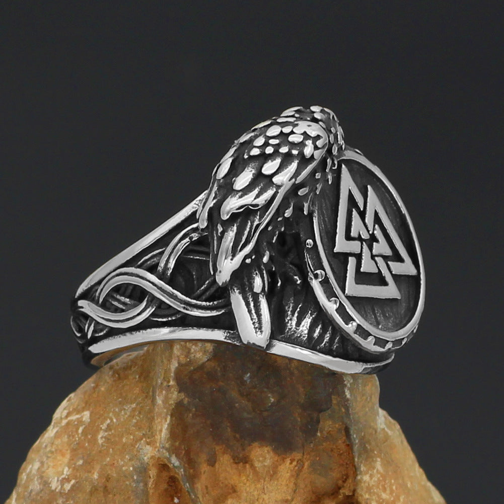 Norwegian Viking Oath Ring of Honor – Stainless & Titanium Steel Knotwork Band for Strength and Legacy