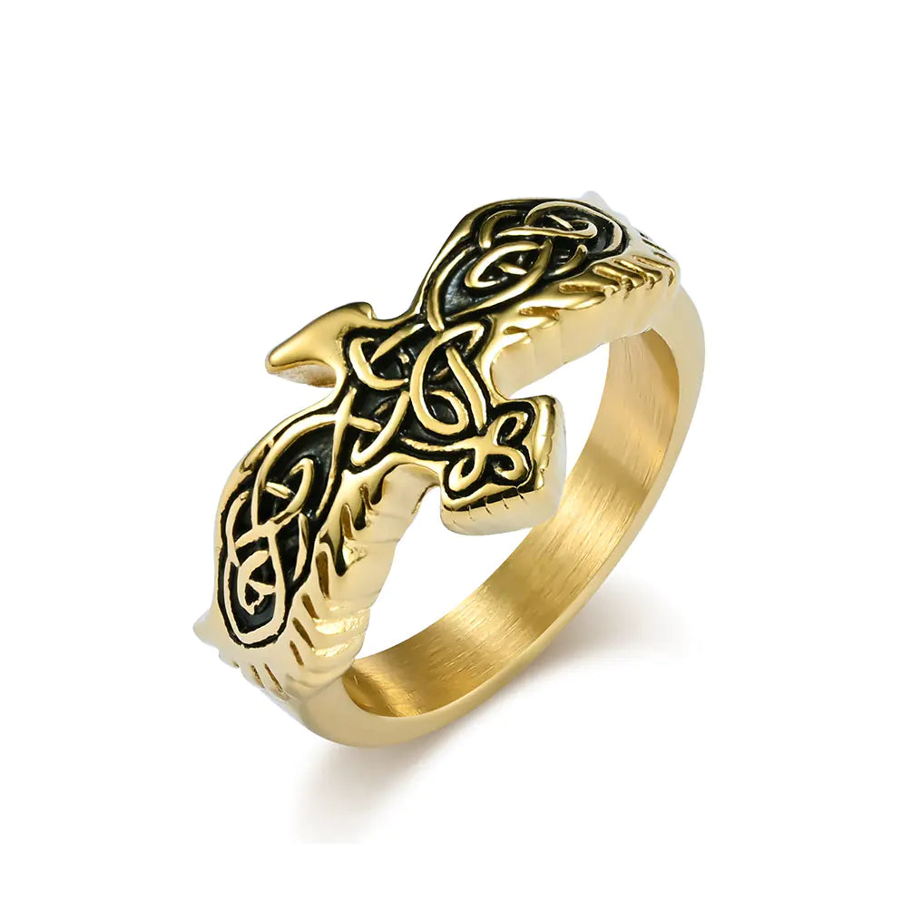 Nordic Wind Celtic Eagle Eternal Knot Titanium Steel Ring