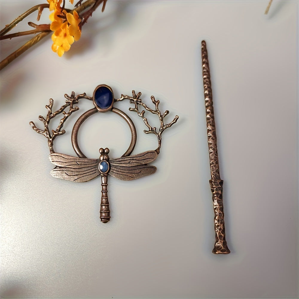 The Sylvan Seer Dragonfly & Branch Gem Hairpin
