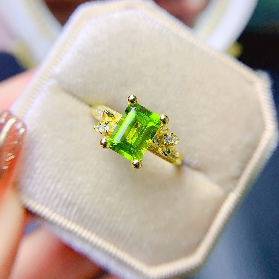 Natural Peridot Ring in 925 Sterling Silver — Sunlit Renewal