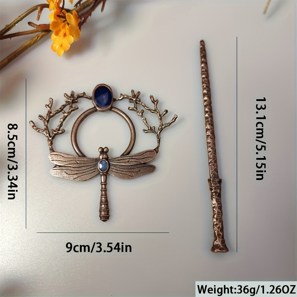 The Sylvan Seer Dragonfly & Branch Gem Hairpin