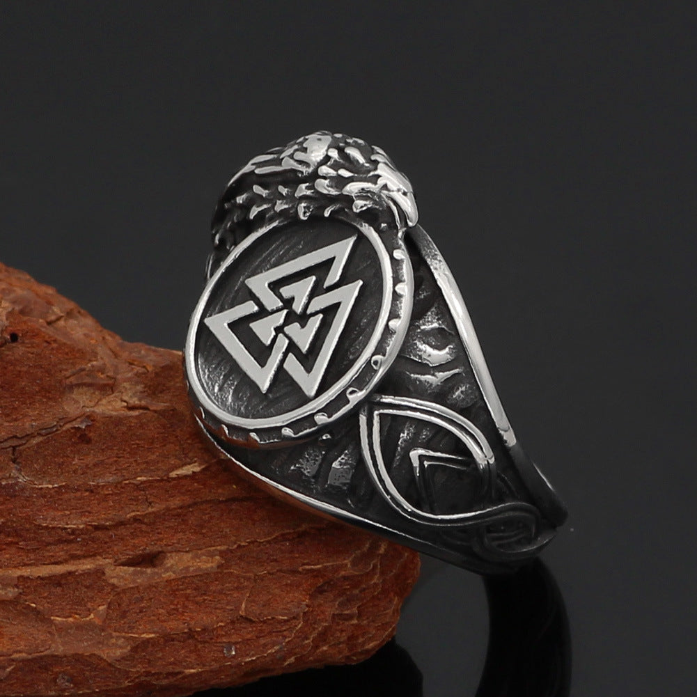 Norwegian Viking Oath Ring of Honor – Stainless & Titanium Steel Knotwork Band for Strength and Legacy